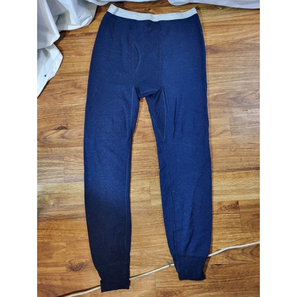 Vintage Duofold 2 Layer Thermal Base Layer Pants M Wool Blend USA Navy Blue